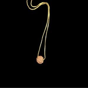Gold Chain Hot Pink Diamond Embedded Ball Necklace